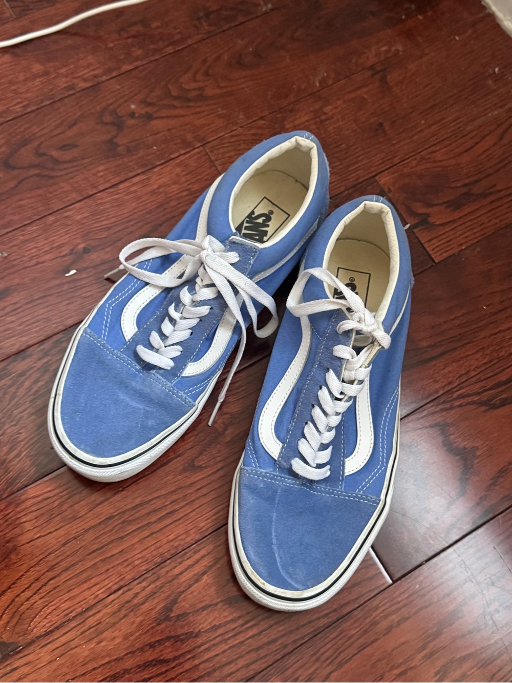 Vans Men’s Old Skool Sneakers in Light Blue and White